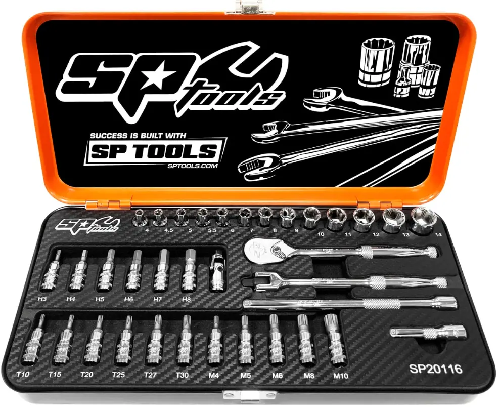 Sp Tools 1/4"Dr Socket Set - Metric, Inhex, Torx & Spline  35Pc  Sp20116 1