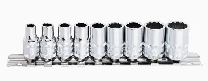 Sp Tools 1/4"Dr Socket Rail Set  Sae Only  12Pt 3/16 To 1/2"  9Pc Sp20131 1