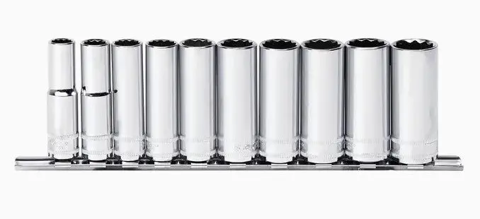 Sp Tools 3/8"Dr Socket Rail Set  Deep  Metric Only 12Pt  10Mm To 19Mm 10Pc Sp20240 1