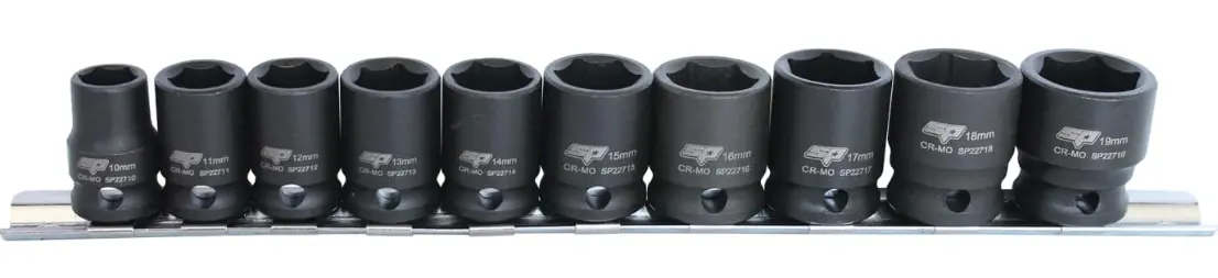Sp Tools 3/8"Dr Impact Socket Rail Set - 6Pt Metric - 10Pc Sp20250 1