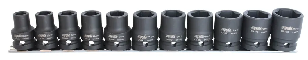 Sp Tools 1/2"Dr Impact Socket Rail Set - 6Pt Metric -11Pc  Sp20350 1