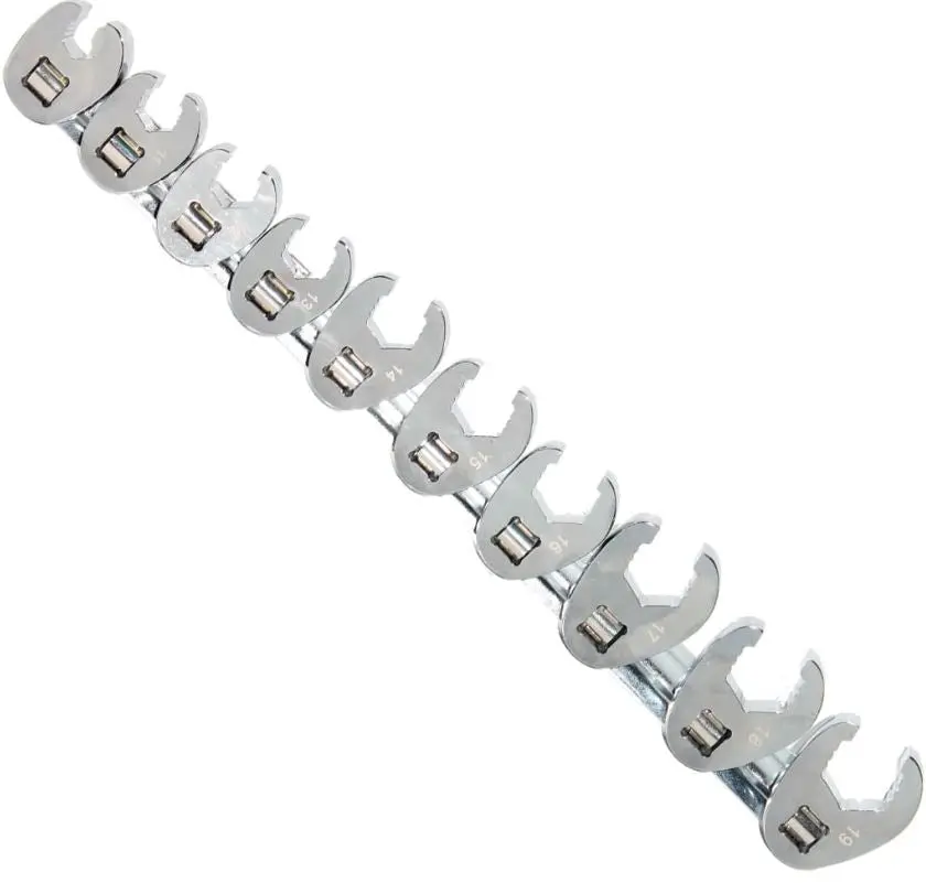 Sp Tools Flare Crowfoot Nut Wrench Rail 3/8″ Dr Metric 10 Piece Set Sp20574 1