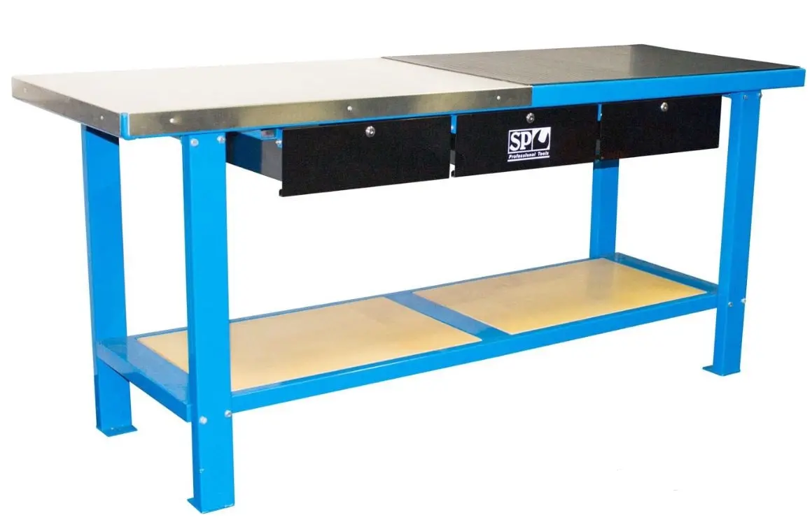 Sp Tools Heavy Duty Workshop Bench 1000Kg Capacity 3 Drawer Blue Sp40400 1