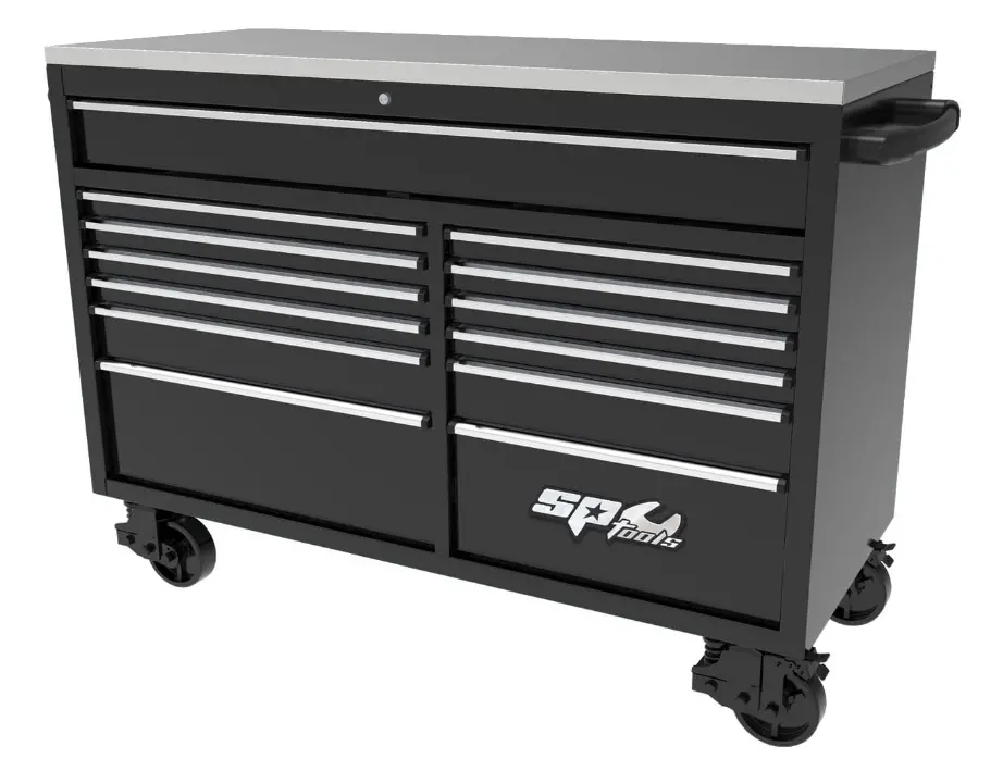 Sp Tools Usa Sumo Series Wide Roller Cabinet - 13 Drawer - Black/Chrome Sp44725 1