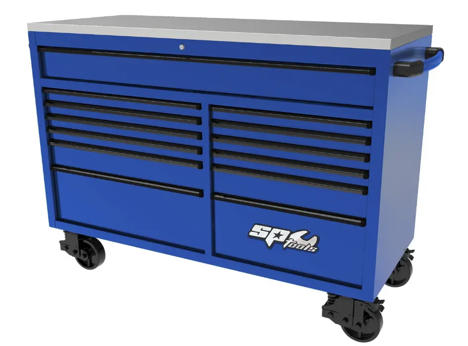 Sp Tools Usa Sumo Series Wide Roller Cabinet - 13 Drawer – Blue/Black  Sp44725bl 1
