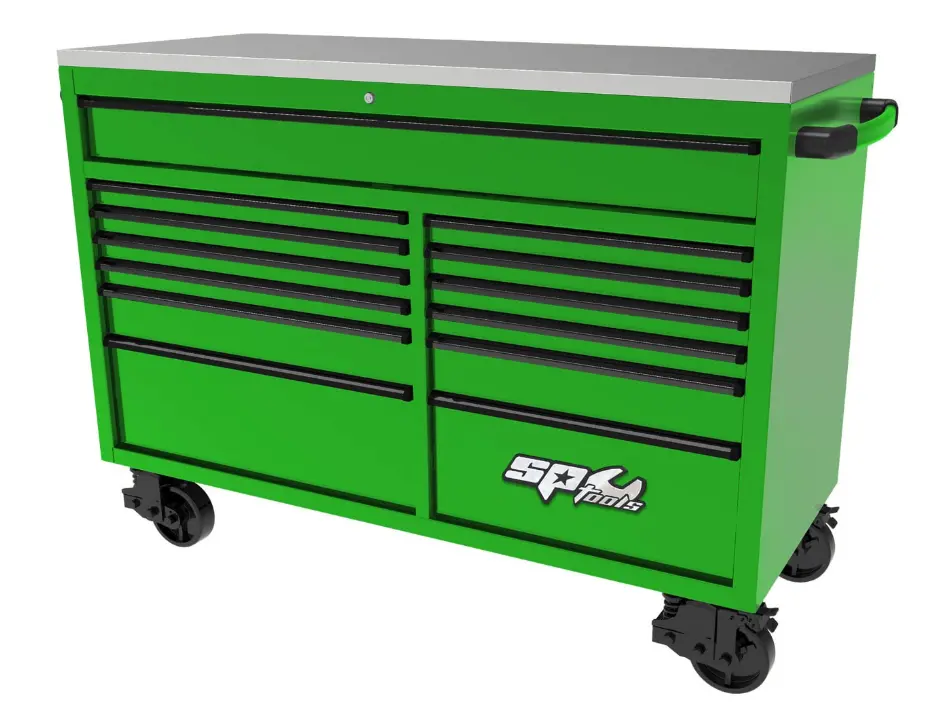 Sp Tools Usa Sumo Series Wide Roller Cabinet - 13 Drawer – Green/Black  Sp44725g 1
