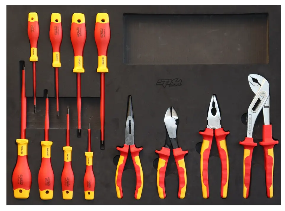 Sp Tools Foam Tray Tool Kit - 12Pc - Vde Insulated - Screwdrivers & Pliers Sp55910 1