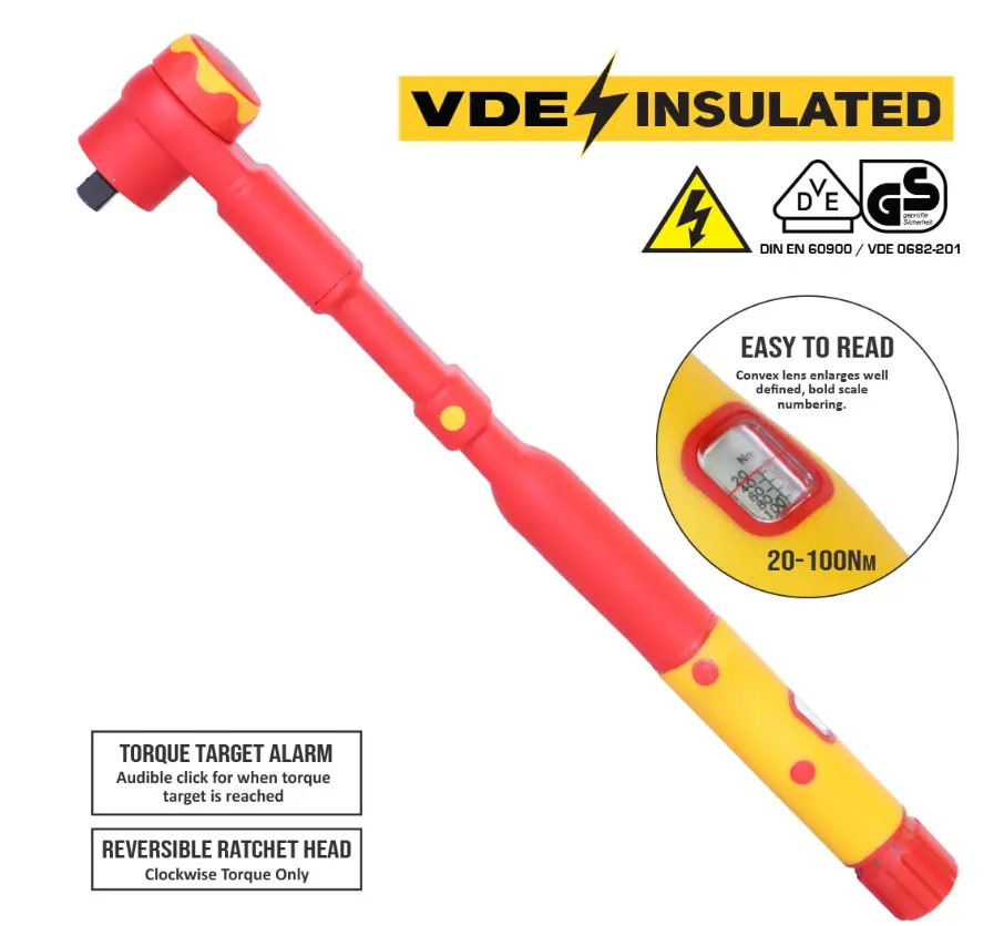 Sp Tools Torque Wrench - 3/8" Micrometer - Vde Insulated - 20 To 100Nm Sp95252 1