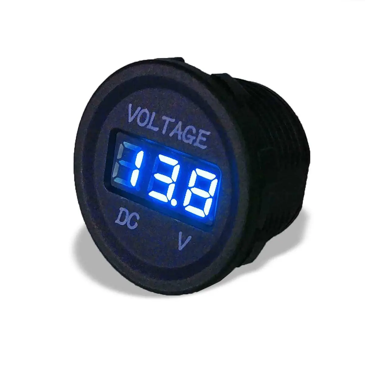 Sparked Single Blue 12V Round Led Voltmeter-Lighter Size Car Audio/Racing 1