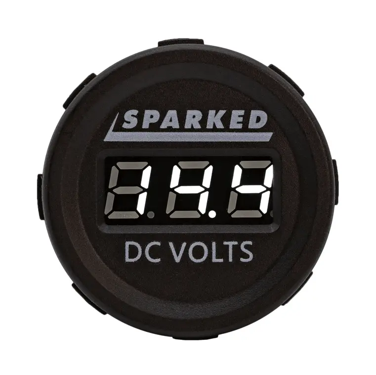 Sparked Single White 12V Round Led Voltmeter-Lighter Size Car Audio/Racing 1