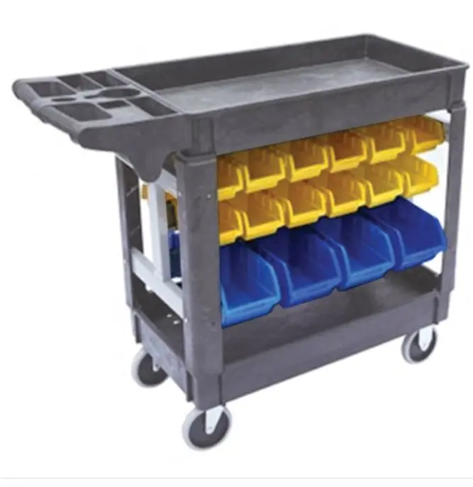 250Kg 2 Shelf Trolley With Bin Parts 1185X650x855mm Spr006 1