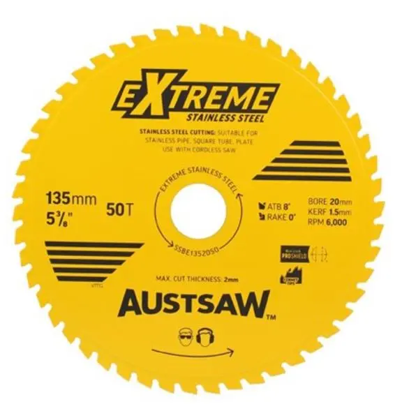 Austsaw Extreme Stainless Steel Blade 135Mm X 20 X 50T Ssbe1352050 1