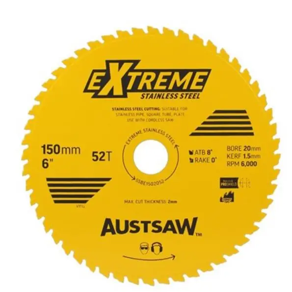 Austsaw Extreme Stainless Steel Blade  150Mm X 20 X 52T Ssbe1502052 1