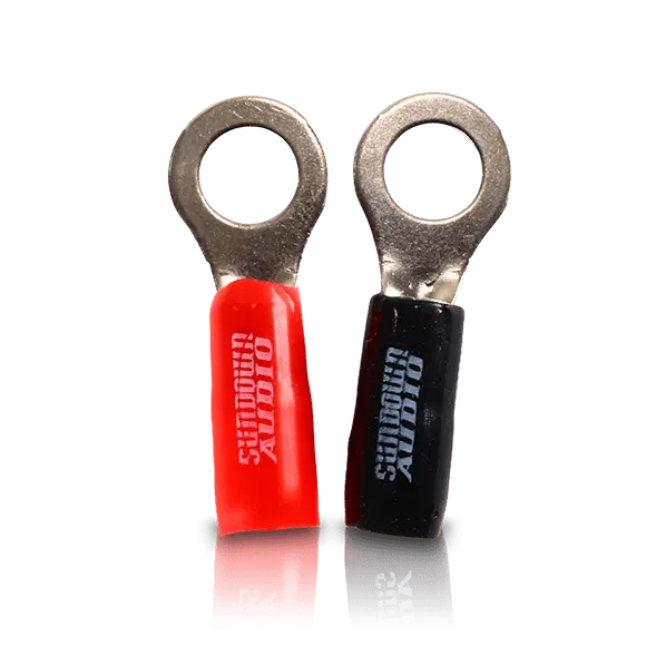 Sundown Audio Ring Terminals — 1/0 AWG, 4 AWG, and 8 AWG Sizes