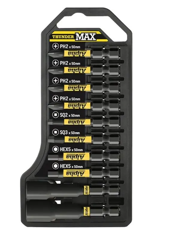 Alpha Thundermax 10 Piece Impact Driver Bit Set Tbs10tm 1