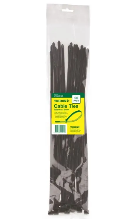 Tridon Black Cable Ties 550Mm X 9Mm Pk 25 Ct559bkcd 1