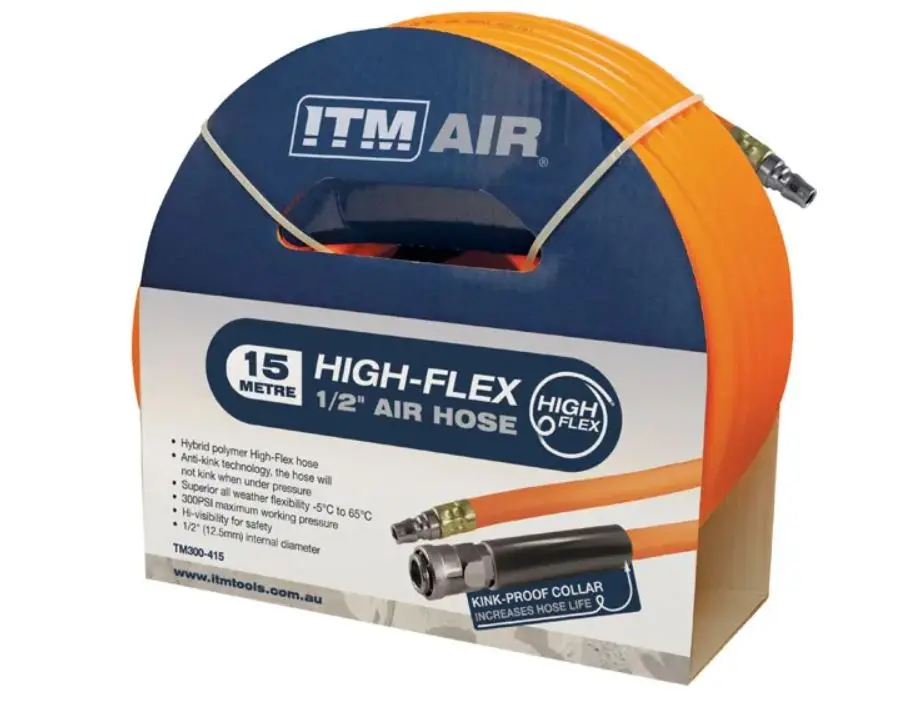 Itm Air Hose, 12.5Mm (1/2") X 15M Hybrid Polymer Air Hose, Comes With Nitto Style Fittings Tm300-415 1