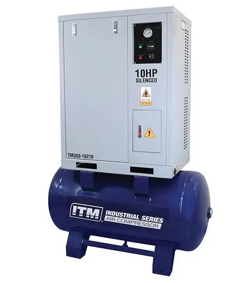 Itm Air Compressor, Silenced Cabinet 3 Phase, 10Hp, 270Ltr, Fad 960 L/Min Tm355-10270 1