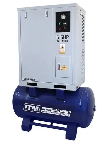 Itm Air Compressor, Silenced Cabinet 3 Phase, 5.5Hp, 270Ltr, Fad 465 L/Min Tm355-55270 1