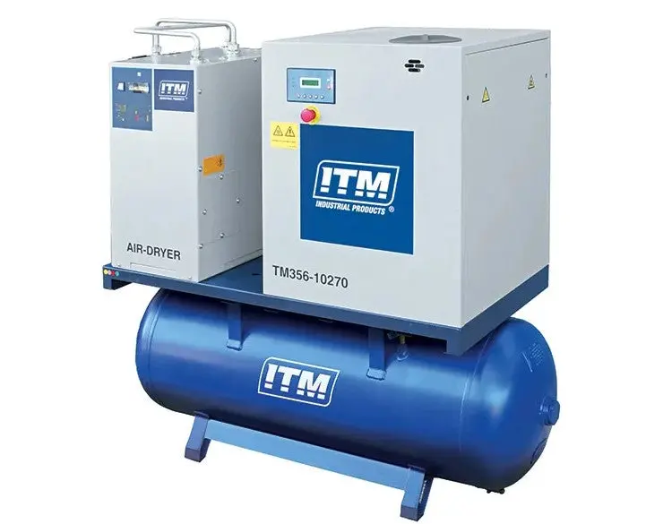 Itm Air Compressor Rotary Screw With Refrigerated Dryer, 3 Phase, 10Hp, 270Ltr, Fad 1080 Tm356-10270 1