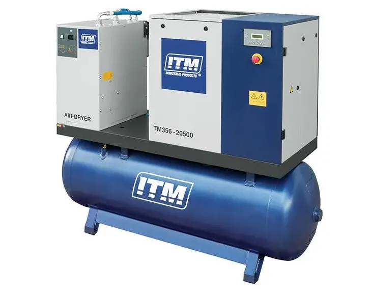 Itm Air Compressor Rotary Screw With Refrigerated Dryer, 3 Phase, 20Hp, 500Ltr, Fad 1980 Tm356-20500 1