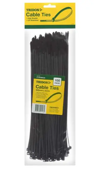 Tridon  Black Cable Ties 250Mm X 5Mm Pk 100 Ct255bkcd 1
