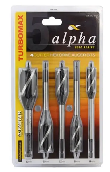 Alpha 5 Pce 4 Cutter Auger Bit Set 16, 20, 22, 25, 32Mm 4Max Ts4c-Set5 1
