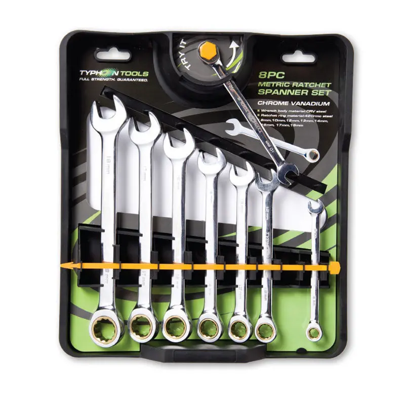 Typhoon Tools  8 Piece Ratchet Spanner Set  Metric 70021 1