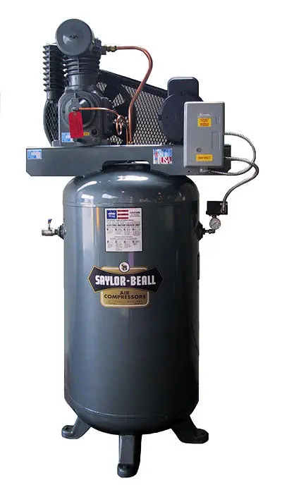 Saylor-Beall Vt-755-120-Fp - Performance Package 10 Hp Two Stage Reciprocating Air Compressor, 707 Pump, 120 Gallon, 34.4 Cfm @ 175 Psi 1
