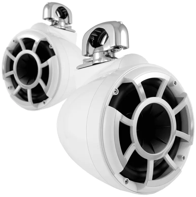 Wetsounds Rev 10 W-Sc V2 10" 600W White Tower Speaker W/Tc3 Swivel Clamps 1