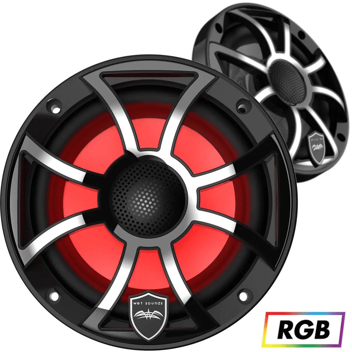 Wetsounds Revo 6-Xs-B-Ss 6.5" 300W Marine/Boat Rgb Coaxial Speakers+Black Xs Grills 1