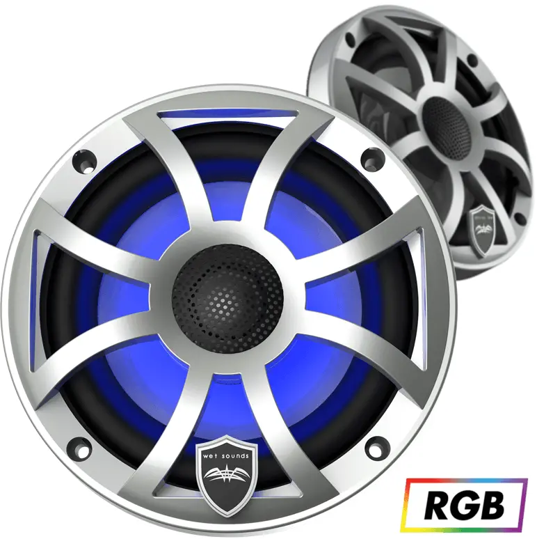 Wetsounds Revo 6-Xs-S 6.5" 300W Marine/Boat Rgb Coaxial Speakers+Silver Xs Grills 1