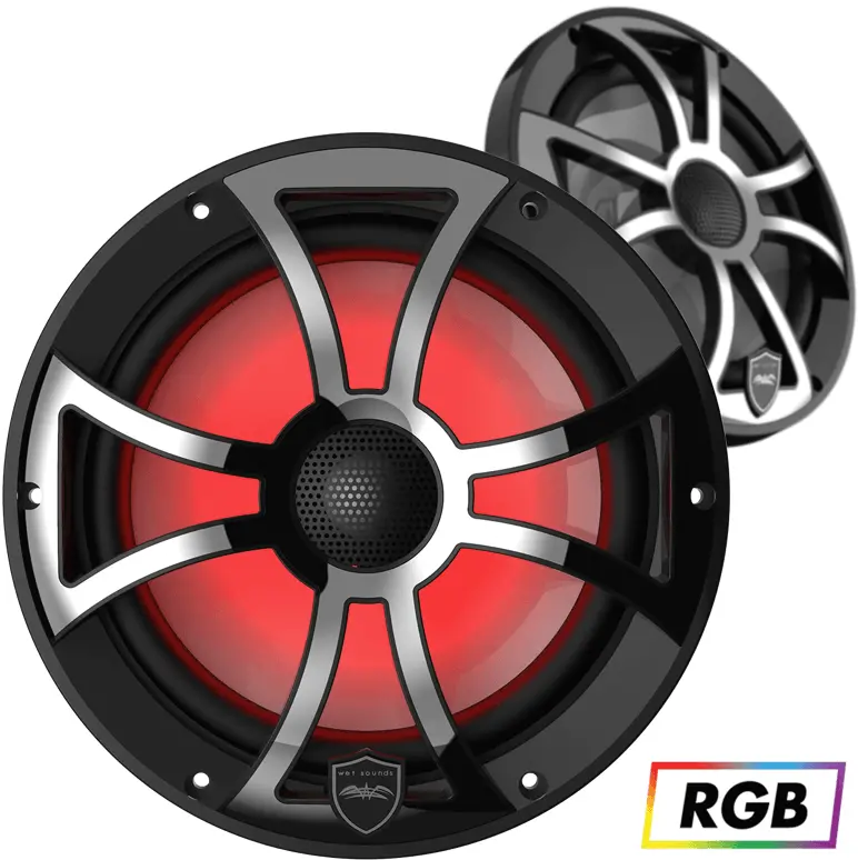 Wetsounds Revo 8-Xs-B-Ss 8" 300W Marine Rgb Coaxial Speakers+Black/Stainless Grills 1