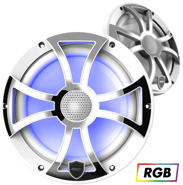 Wetsounds Revo 8-Xs-W-Ss 8" 300W Marine Rgb Coaxial Speakers+White/Stainless Grills 1
