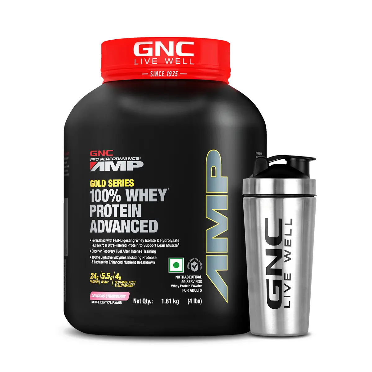 Gnc Amp Gold Series 100% Whey Protein Advanced 4 Lbs With Shaker 5
