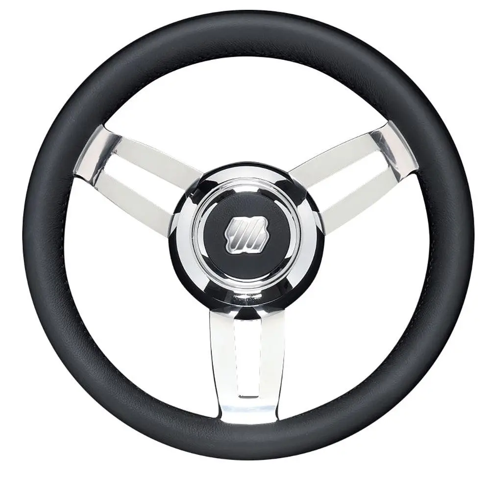 Uflex Morosini 13.8" Steering Wheel - Black Polyurethane W/Stainless Steel Spokes  Chrome Hub [Morosini U/Ch/B] 1