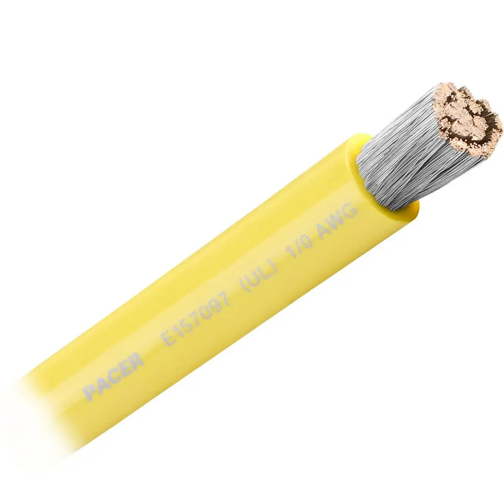 Pacer Yellow 1/0 Awg Battery Cable - Sold By The Foot [Wul1/0Yl-Ft] 1