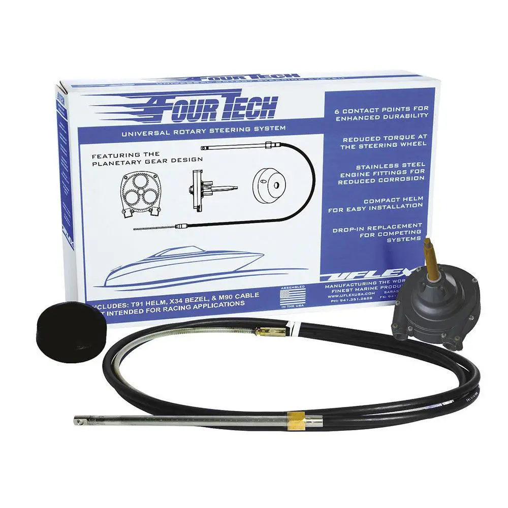 Uflex Fourtech 11 Black Mach Rotary Steering System W/Helm, Bezel  Cable [Fourtechblk11] 1